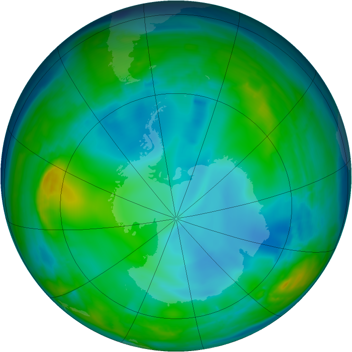 Antarctic ozone map for 20 July 2008